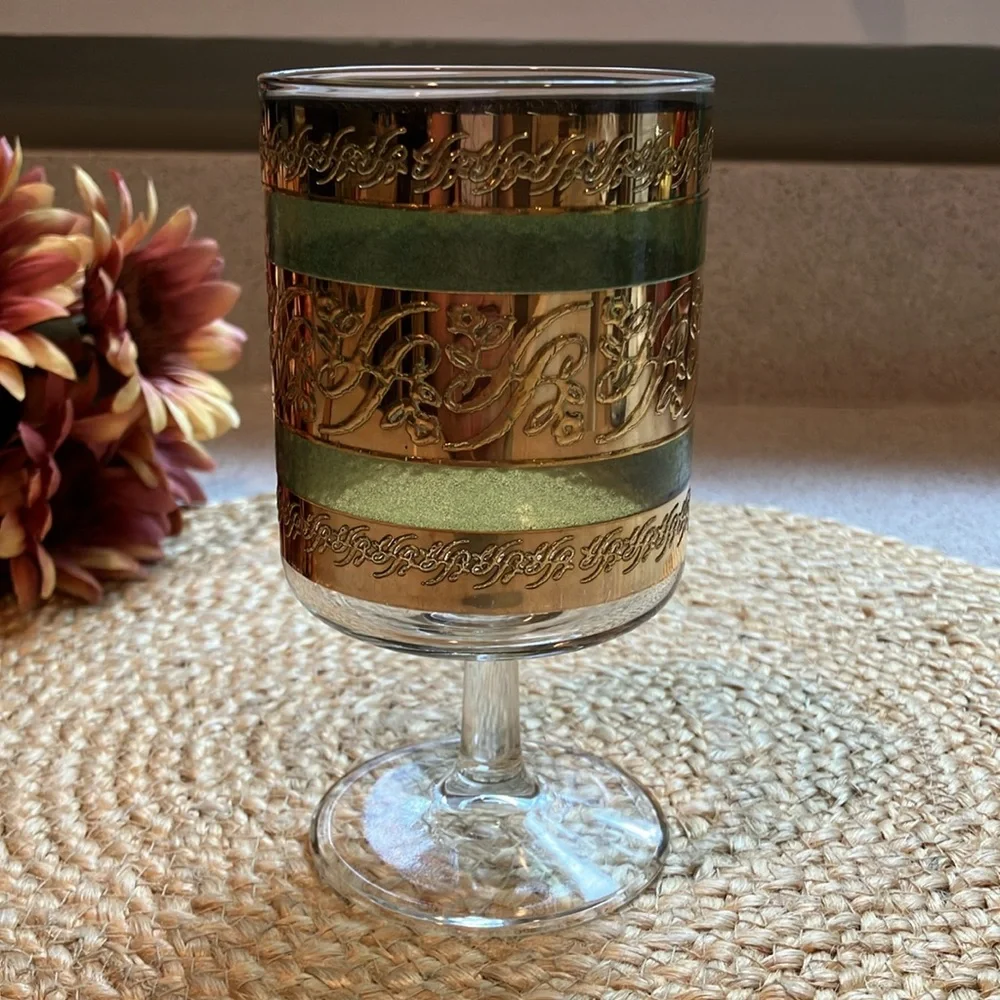 Vintage Culver Starlyte Green Wine/Water Glass Goblet
